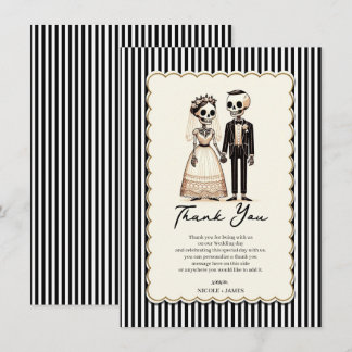 Invitation Mariés squelettes sucrés Remerciements de mariage