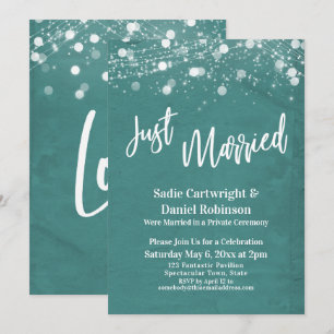 Invitation Mariés Texturé Juste Mariés Bleu Turquoise Récepti