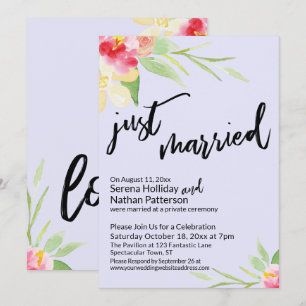 Invitation Mariés Typography Floral Aquarelle Lavande