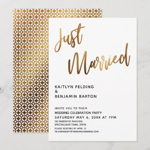 Invitation Mariés Typography Or Réception de Mariage