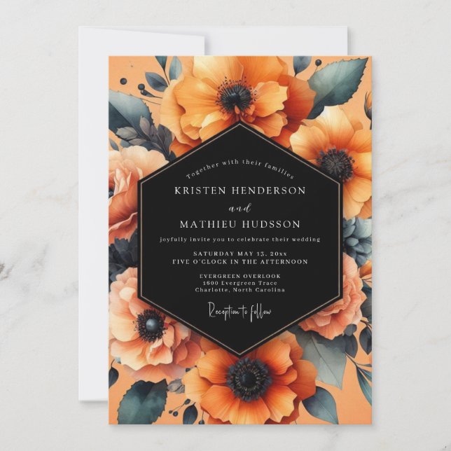 Invitation Marigold Noir Painterly Wedding (Devant)