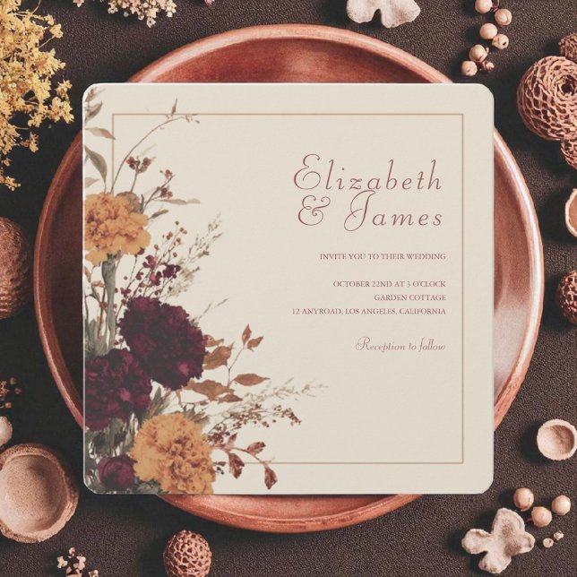 Invitation Marigold Rustic Boho Automne Floral Mariage (Créateur téléchargé)