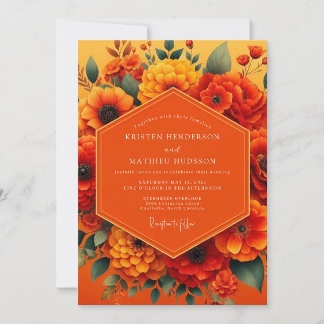 Invitation Marigold Vibrant Harvest Wedding (Devant)