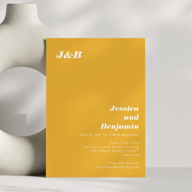 Invitation Marigold Yellow Bold Monogram Modern Wedding (Créateur téléchargé)