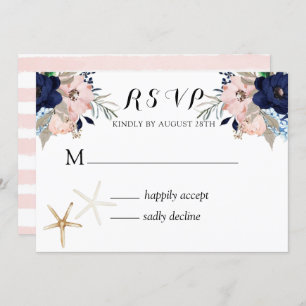 Invitation Marina Nautique Fleurit Marine Blush Wedding RSVP