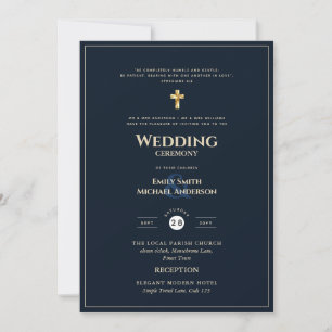 Invitation Marine All-in-1 CLASSIQUE Gold Texte Mariage catho