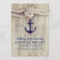 Marine Ancre Bleue Rustique Nautique Anniversaire