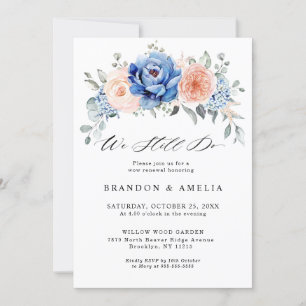 Invitation Marine Ardoise Dusty Blush Rose Floral Nous le fai