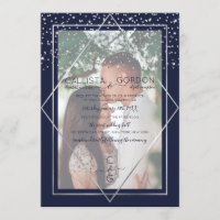 Marine Argent Confetti Geo Mariage photo frontière