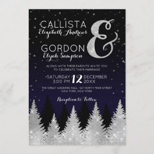 Invitation Marine Argent Parties scintillant Arbre hiver Wond