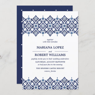 Invitation Marine Azulejo   Espagnol Mariage de dentelle fron