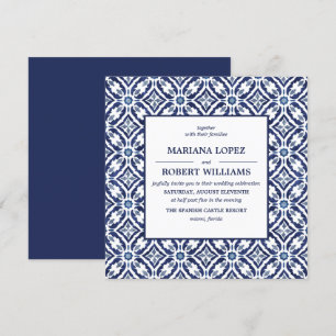 Invitation Marine Azulejo   Espagnol Motif Mariage