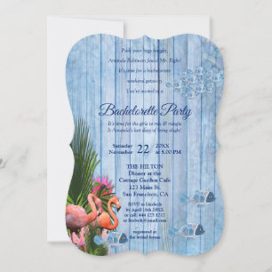 Invitation Marine - Bachelorette Flamants roses bleu et rose