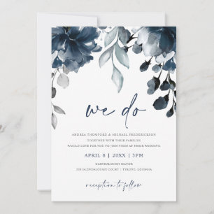 Invitation Marine Bleu Aquarelle Floral Jardin Mariage Invita
