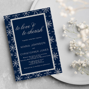 Invitation Marine bleu argent parties scintillant flocon de n