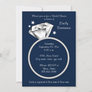 Invitation Marine Bleu bague Diamant Brève nuptiale Invitatio