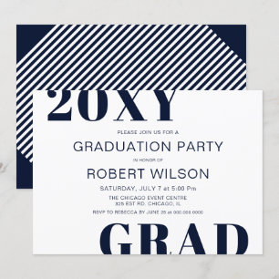 Invitation Marine Bleu Blanc Audacieux Typographie Partie I