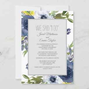 Invitation Marine bleu blanc jaune Floral Mariage Elopement