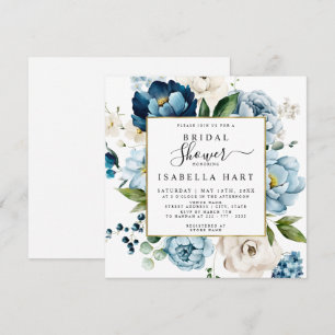 Invitation Marine bleu bleu crème ivoire Fête des mariées flo