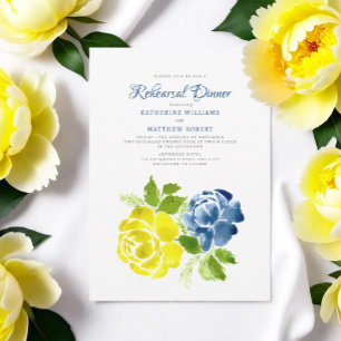 Invitation Marine Bleu Boho Jaune Floral été