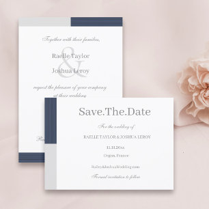 Invitation Marine Bleu Gris Blancs Enregistrer la date