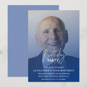 Invitation Marine bleu Hommes Photo 92e anniversaire fête