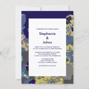 Invitation Marine Bleu Jaune Fleur sauvage Floral Modern 2025