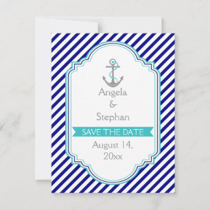 Invitation Marine bleu, mariage nautique aqua Enregistrer la 