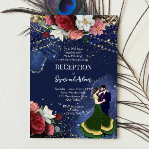 Invitation Marine bleu marron parties scintillant danse coupl