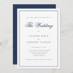 Invitation Marine bleu moderne minimaliste Le Mariage de