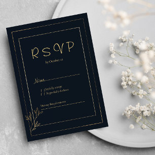 Invitation Marine bleu or simple minimaliste floral RSVP
