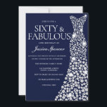 Invitation Marine Bleu Robe Blanche 60e Fabuleuse fête d'anni<br><div class="desc">Marine Blue White Robe 60e Fabuleux Anniversaire Invitation Variations à l'invitation et articles correspondants dans notre magasin</div>
