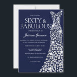 Invitation Marine Bleu Robe Blanche 60e Fabuleuse fête d'anni<br><div class="desc">Marine Blue White Robe 60e Fabuleux Anniversaire Invitation Variations à l'invitation et articles correspondants dans notre magasin</div>