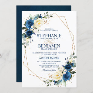 Invitation Marine bleu rose jaune Boho Mariage géométrique In
