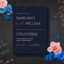 Marine Bleu & Rose Moderne Minimaliste Élégant Mar