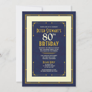 Invitation Marine Bleu Simple Homme's Classic 80e anniversair