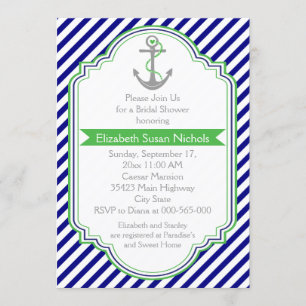 Invitation Marine bleu, vert nautique mariage nuptiale douche