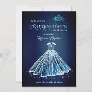 Invitation Marine bleu Watercolor robe à balle tirée main Qui