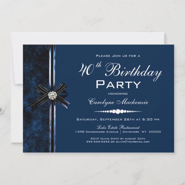 Invitation Marine Blue 40e fête d'anniversaire (Devant)