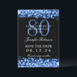 Invitation Marine Blue 80th Birthday Enregistrer la date<br><div class="desc">Elégant design "80th Birthday Party" avec Navy Blue String Lights et nom personnalisé et détails texte. Facile à utiliser et facile à personnaliser. Commandez aujourd'hui !</div>