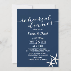 Invitation Marine Blue Beach Mariage Starfish Rehearsal Dîner