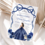 Invitation Marine Blue Bow Princesse Silver Crown Quinceañera<br><div class="desc">EDITABLE Marine Bleu Bow Princesse Argent Couronne Quinceañera Invitation Elégante Marine Bleu Floral Princesse Robe Quinceañera Fille Anniversaire Invitation Argent Couronne Mis Quince Anos,  15e Anniversaire</div>