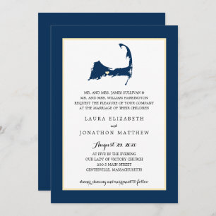Invitation Marine Blue Centerville Cape Cod Map Mariage