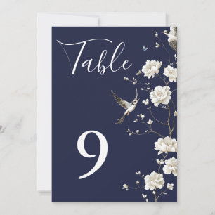 Invitation Marine Blue Chinoiserie Floral Garden Nombre de ta