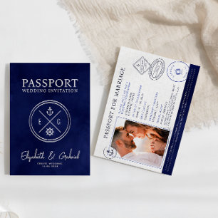 Invitation Marine Blue Cruise Passport Destination Mariage
