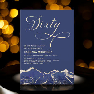 Invitation Marine Blue Gold Agate 60e Soixante Anniversaire