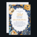 Invitation Marine Blue Gold Floral Scallcut 21e anniversaire<br><div class="desc">Elégant bleu marine et or aquarelle floral 21ème anniversaire invitation pour les femmes avec texte dans un joli cadre haché. Personnalisé avec votre propre texte. Contactez-moi pour obtenir de l'aide sur votre personnalisation ou pour demander des produits Zazzle correspondants ou coordonnés supplémentaires pour votre événement.</div>
