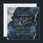 Invitation Marine Blue Gold Foil Agate Gilt Wedding Invitatio<br><div class="desc">Marine Blue & Gold Foil Aquarelle Marbre Agate Gilded Geode Design,  avec polices Moderne et Script. Invitations de mariage tendance et chic ! ~ Regardez ma boutique pour voir l'ensemble de la suite mariage pour ce design!</div>