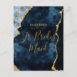 Invitation Marine Blue Gold Foil Serez-Vous Mon Jr Bridesmaid