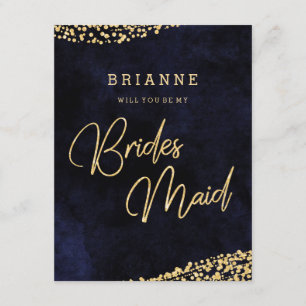 Invitation Marine Blue & Gold Glam Serez-Vous Ma Femme D'Accu